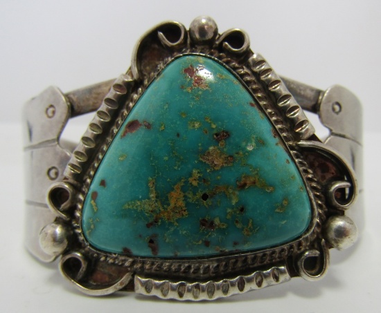 GEM TURQUOISE CUFF BRACELET STERLING SILVER