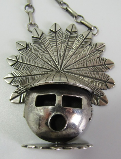 HUGE KACHINA PENDANT NECKLACE STERLING SILVER