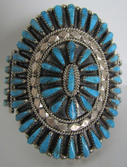 TOMMY LOWE TURQUOISE CUFF BRACELET STERLING SILVER