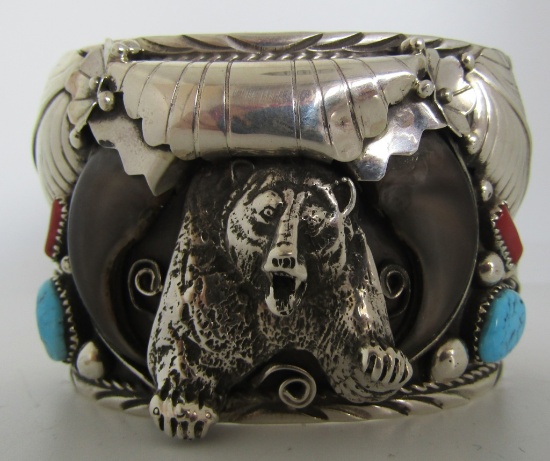ELAINE SAM BEAR CLAW CUFF BRACELET STERLING SILVER