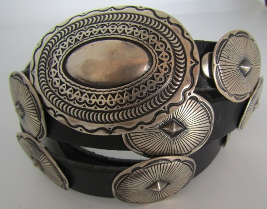 16 CONCHO BELT & BUCKLE STERLING SILVER