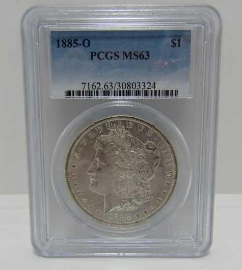 1885 O MORGAN SILVER DOLLAR PCGS MS63