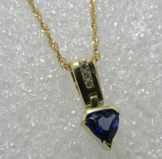 TANZANITE DIAMOND PENDANT 14K GOLD 1.15 CT