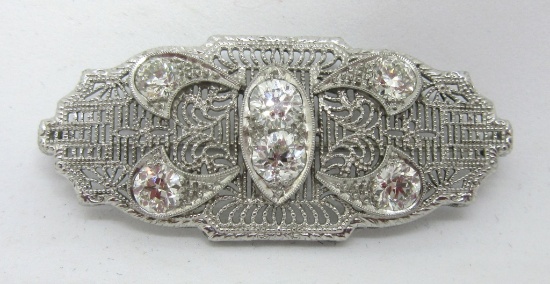 2CT VS DIAMOND PIN 14K GOLD FILIGREE BROOCH