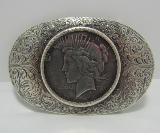 "TO DAD FROM THE KIDS" PEACE DOLLAR BELT BUCKLE