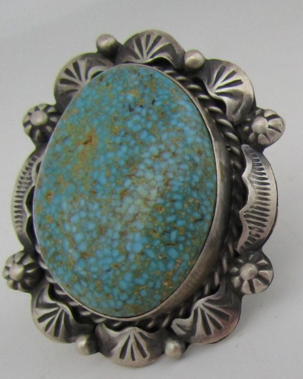 LEE KINGMAN SPIDERWEB TURQUOISE RING STERLING SILV