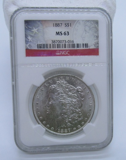 1887 MORGAN SILVER DOLLAR NGC MS 63