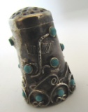 SNAKE EYE TURQUOISE THIMBLE STERLING SILVER