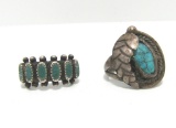 OLD PAWN STERLING SILVER TURQUOISE RING LOT SZ5