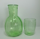BEDSIDE PITCHER GLASS URANIUM VASELINE GREEN