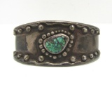 OLD PAWN HANDMADE TURQUOISE STERLING CUFF BRACELET