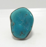 SIGNED CHARLES ALBERT TURQUOISE STERLING RING 19G