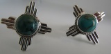 ZIA TURQUOISE CUFFLINKS STERLING SILVER CUFF LINKS