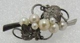 7 PEARL PIN STERLING SILVER BROOCH CLUSTER
