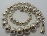 98GRAM 16MM BEAD NECKLACE STERLING SILVER
