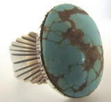 YAZZIE NEVADA TURQUOISE RING STERLING SILVER SZ19
