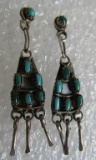 PETIT POINT TURQUOISE EARRINGS STERLING SILVER