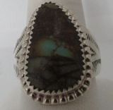 TSOSIE BOULDER TURQUOISE RING STERLING SILVER