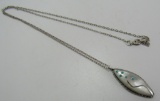 ZUNI MOP TURQUOISE INLAY NECKLACE STERLING SILVER