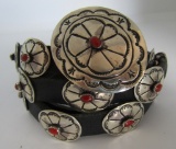 21 CORAL CONCHO BELT & BUCKLE STERLING SILVER