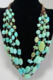5 STRAND TURQUOISE NECKLACE STERLING SILVER HEISHI