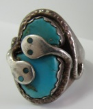 EFFIE C TURQUOISE RING STERLING SILVER SIZE 12