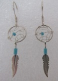 DREAM CATCHER EARRINGS TURQUOISE STERLING SILVER