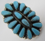 BEGAY TURQUOISE RING STERLING SILVER PETIT POINT