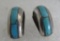 1/2 HOOP TURQUOISE EARRINGS STERLING SILVER INLAY
