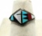 DE CM INLAY TURQUOISE RING STERLING SILVER