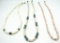THREE HEISHI BEAD CORAL ONYX TURQUOISE NECKLACES