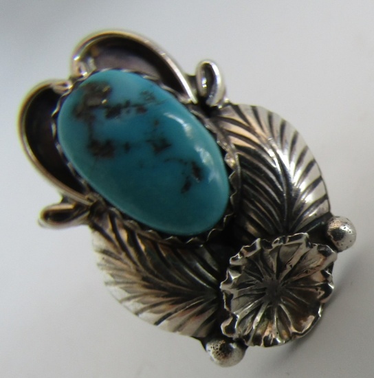 GENE NATAAN TURQUOISE RING STERLING SILVER