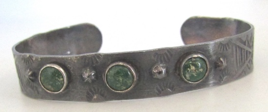 FRED HARVEY ERA TURQUOISE CUFF BRACELET STERLING