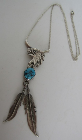 RB TURQUOISE EAGLE NECKLACE STERLING SILVER