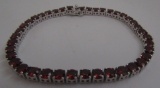 10CT GARNET TENNIS BRACELET STERLING SILVER
