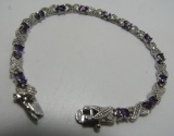 AMETHYST DIAMOND BRACELET STERLING SILVER