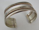 SIGNED TAHE CUFF BRACELET GOLD & STERLING SILVER