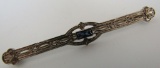 SAPPHIRE WHITE GOLD FILIGREE PIN EDWARDIAN BROOCH