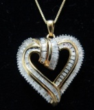 1CT DIAMOND HEART NECKLACE GOLD ON STERLING SILVER