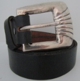 WESTERN RANGER BELT BUCKLE STERLING SILVER LEATHER