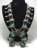 STORMY MOUNTAIN STERLING SQUASH BLOSSOM NECKLACE