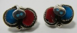 EFFIE C TURQUOISE CORAL EARRINGS STERLING SILVER