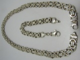 187GR STERLING SILVER BYZANTINE NECKLACE BRACELET