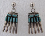 PETIT POINT TURQUOISE EARRINGS STERLING SILVER