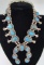 MORENCI TURQUOISE SQUASH BLOSSOM NECKLACE STERLING