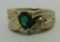 EMERALD DIAMOND RING 14K GOLD SIZE 7 1/2
