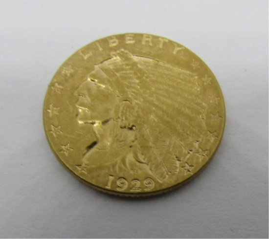1929 GOLD 2 1/2 DOLLAR INDIAN COIN