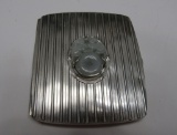 STERLING SILVER JADE CIGARETTE CASE.
