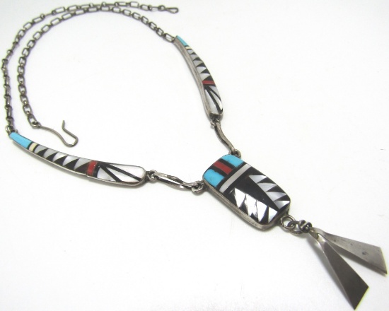 BOWANNIE ZUNI TURQUOISE NECKLACE STERLING SILVER