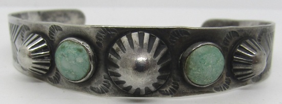 FRED HARVEY ERA BRACELET STERLING SILVER TURQUOISE